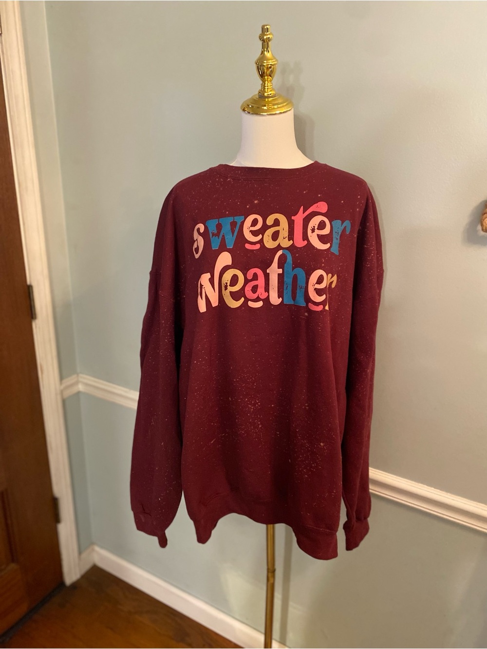 Jerzees Maroon "Sweater Weather" Pullover with Multicolor Lettering